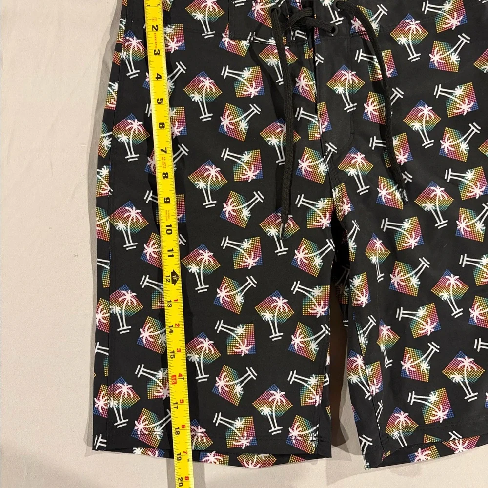Hurley Black Board Shorts with Rainbow Palm Print NWT - Picture 2 of 7